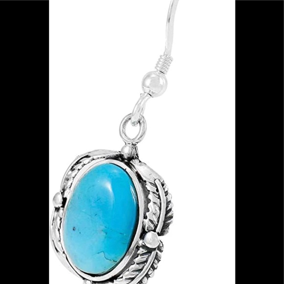 Genuine Turquoise Earrings 925 Sterling Silver - Picture 3 of 6